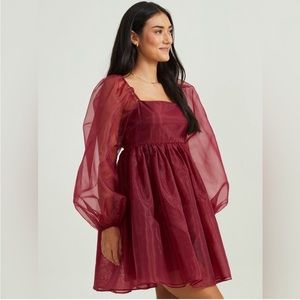 Altar’d State Dress Liz’s Babydoll Tulle Puffy Dress Burgundy Medium